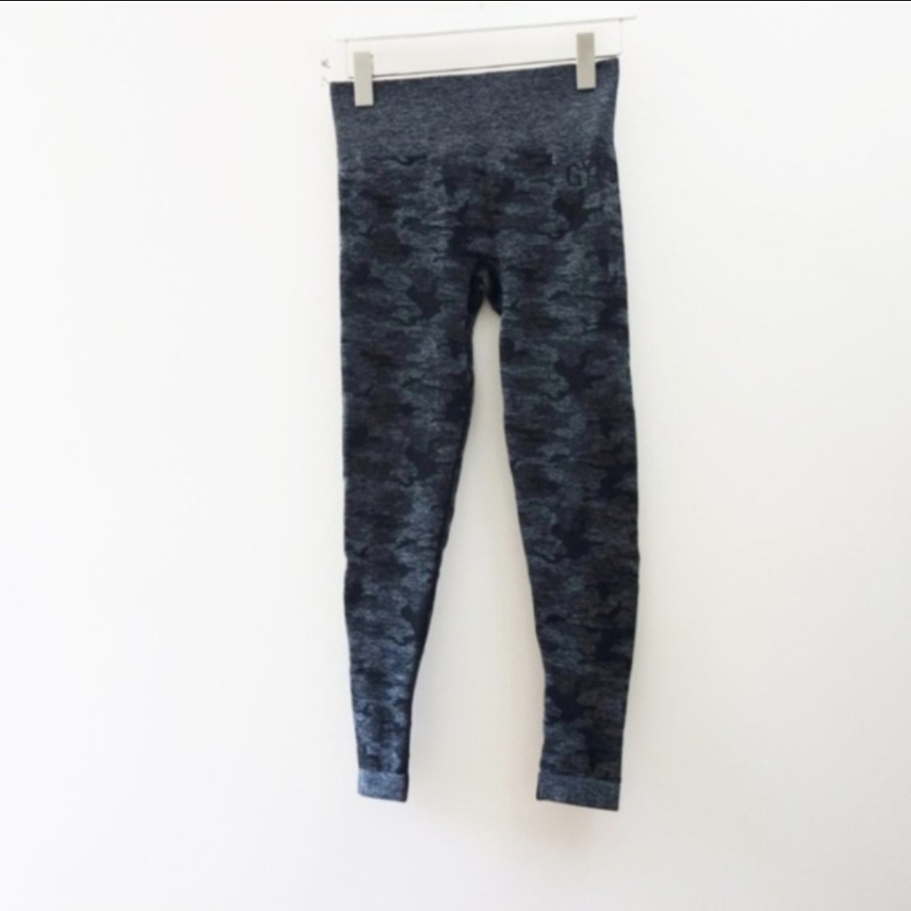 Gymshark Adapt Camo Seamless Ribbed Leggings Black And Gray Size (M)